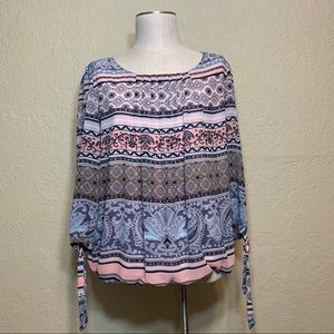Graphic Pleated Blouse